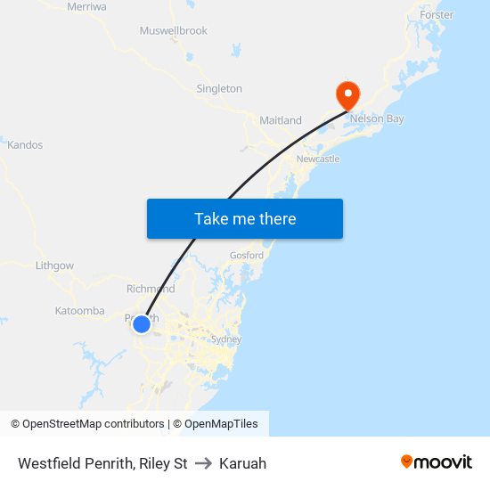 Westfield Penrith, Riley St to Karuah map