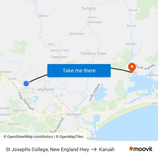 St Joseph's College, New England Hwy to Karuah map