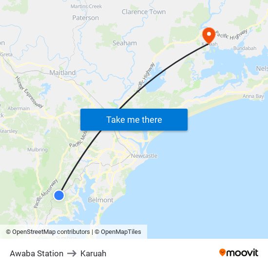 Awaba Station to Karuah map