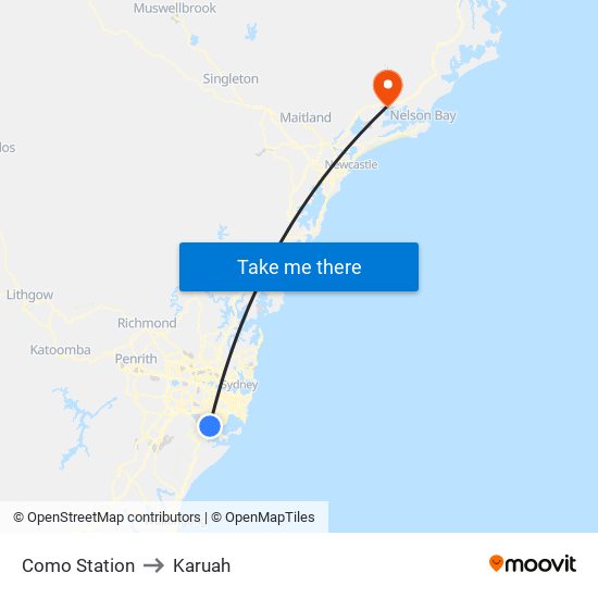 Como Station to Karuah map