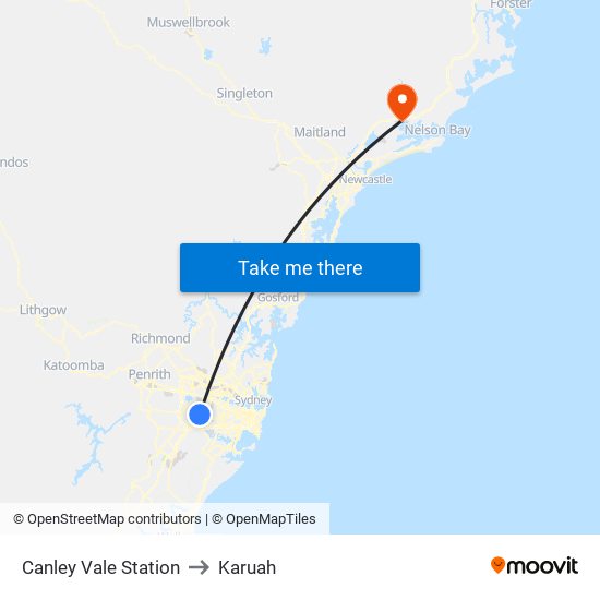 Canley Vale Station to Karuah map