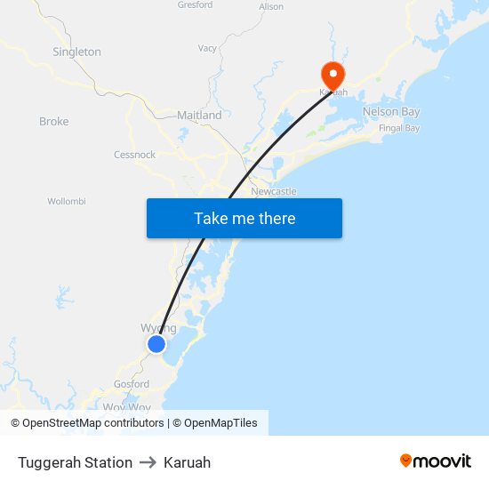 Tuggerah Station to Karuah map