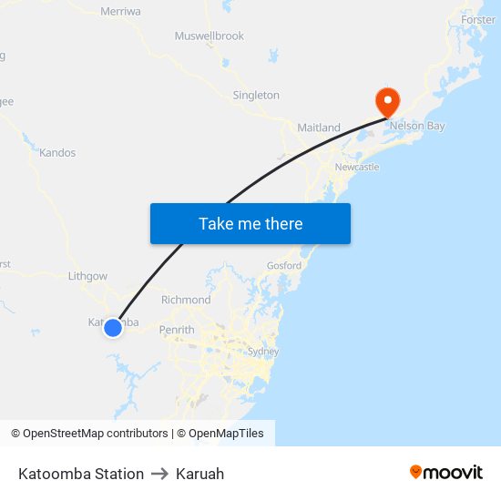 Katoomba Station to Karuah map