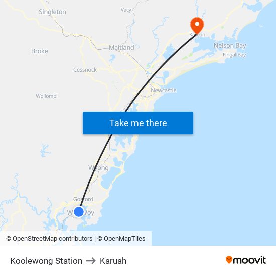 Koolewong Station to Karuah map