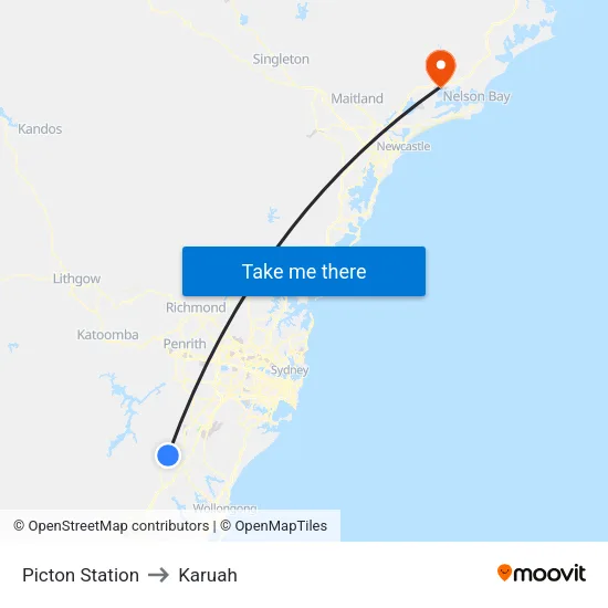 Picton Station to Karuah map