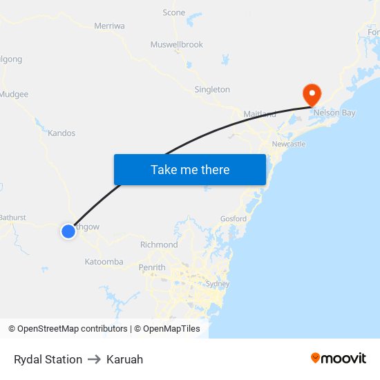 Rydal Station to Karuah map