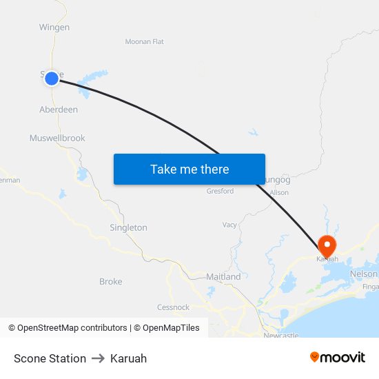 Scone Station to Karuah map