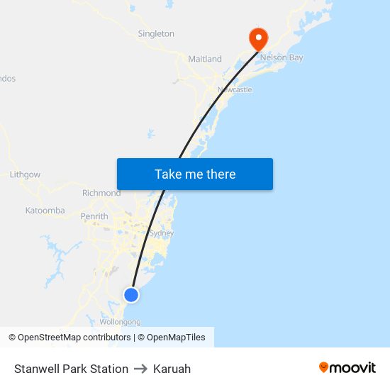 Stanwell Park Station to Karuah map