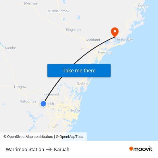 Warrimoo Station to Karuah map