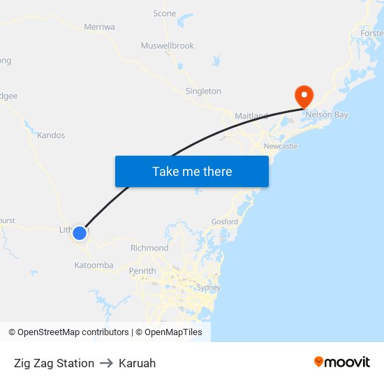 Zig Zag Station to Karuah map