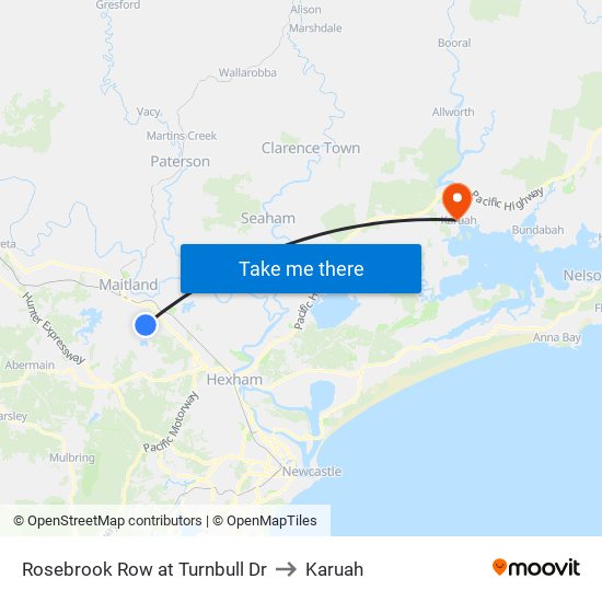 Rosebrook Row at Turnbull Dr to Karuah map