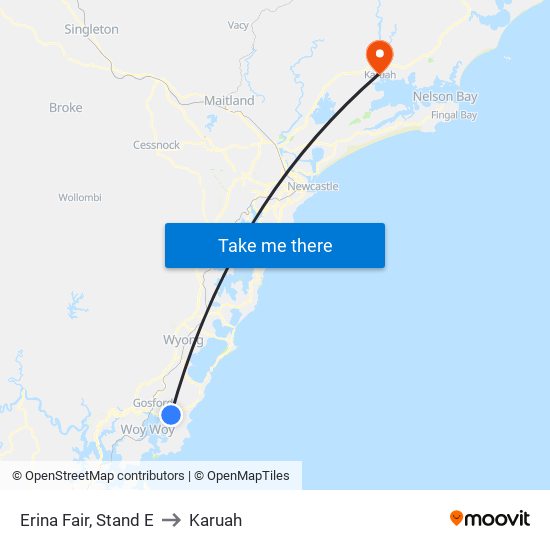 Erina Fair, Stand E to Karuah map