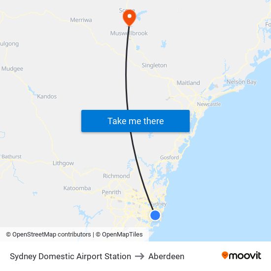 Sydney Domestic Airport Station to Aberdeen map