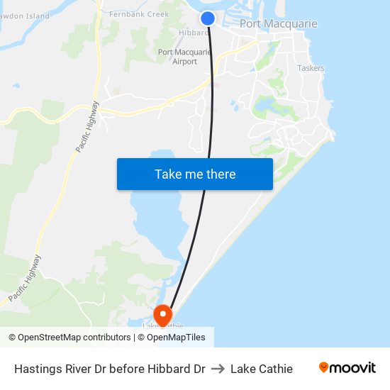 Hastings River Dr before Hibbard Dr to Lake Cathie map