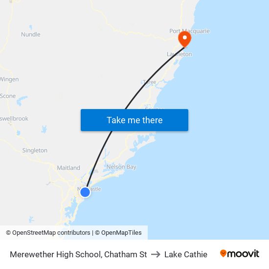 Merewether High School, Chatham St to Lake Cathie map