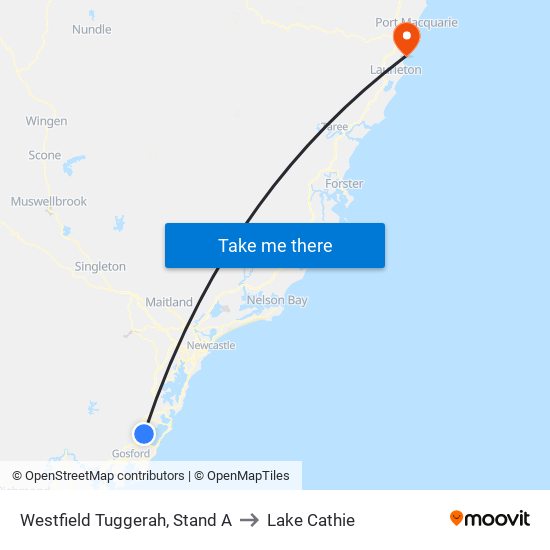 Westfield Tuggerah, Stand A to Lake Cathie map