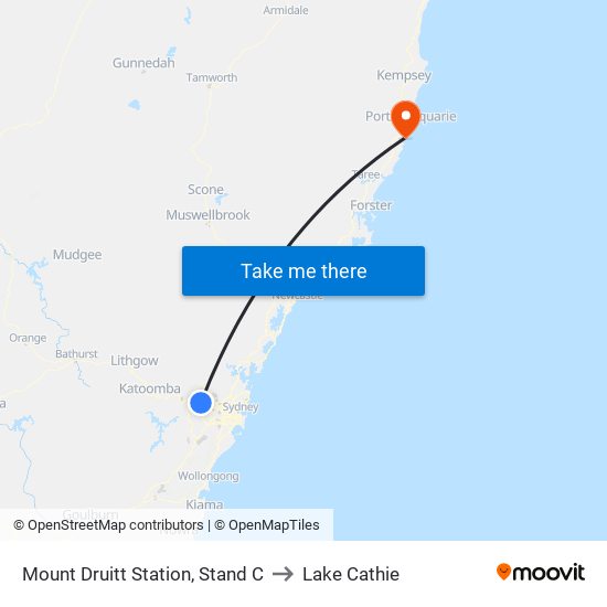 Mount Druitt Station, Stand C to Lake Cathie map