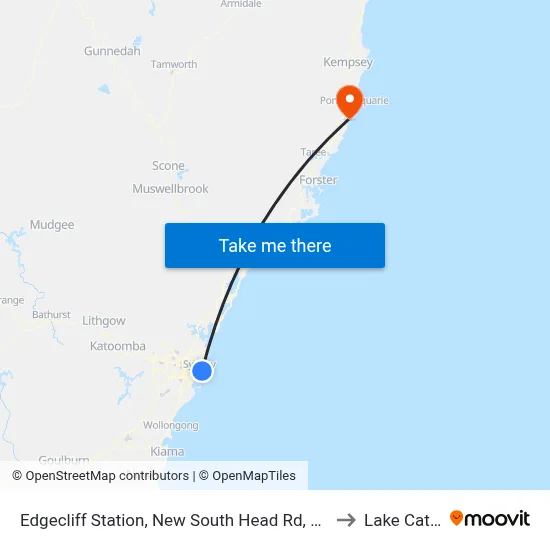 Edgecliff Station, New South Head Rd, Stand N to Lake Cathie map