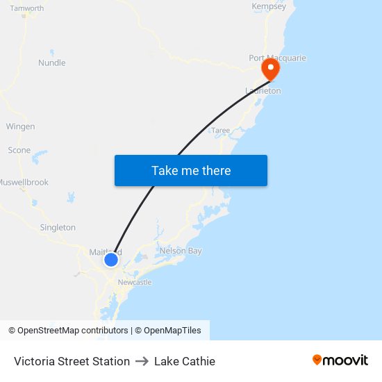 Victoria Street Station to Lake Cathie map