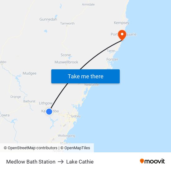 Medlow Bath Station to Lake Cathie map