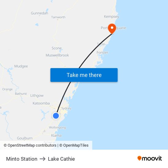Minto Station to Lake Cathie map