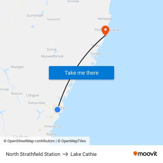 North Strathfield Station to Lake Cathie map