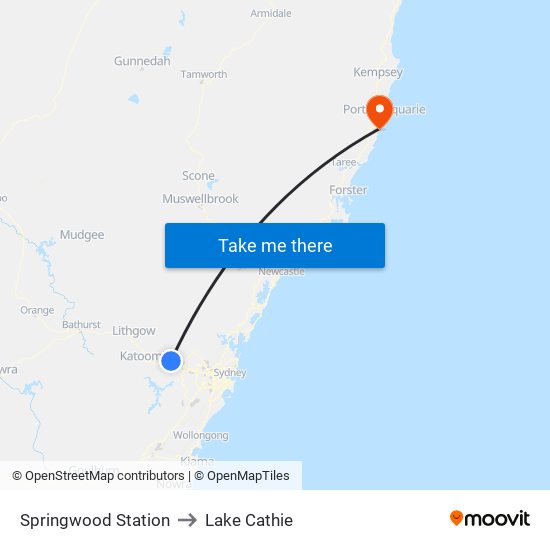 Springwood Station to Lake Cathie map