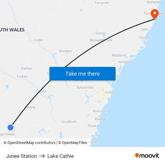 Junee Station to Lake Cathie map