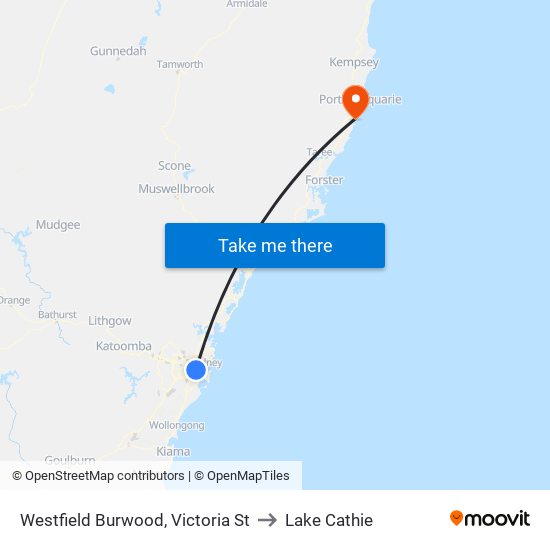 Westfield Burwood, Victoria St to Lake Cathie map