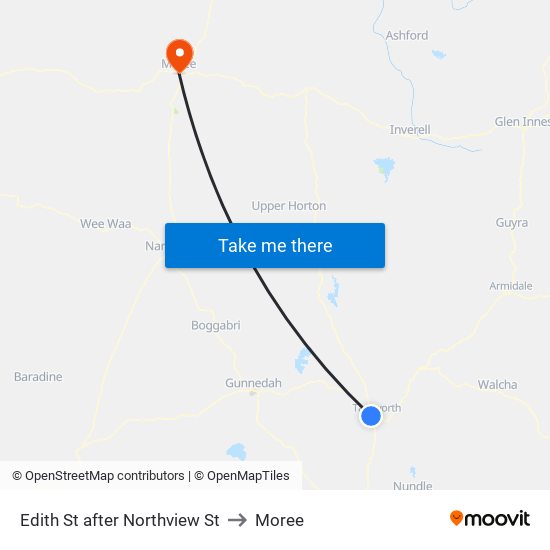 Edith St after Northview St to Moree map