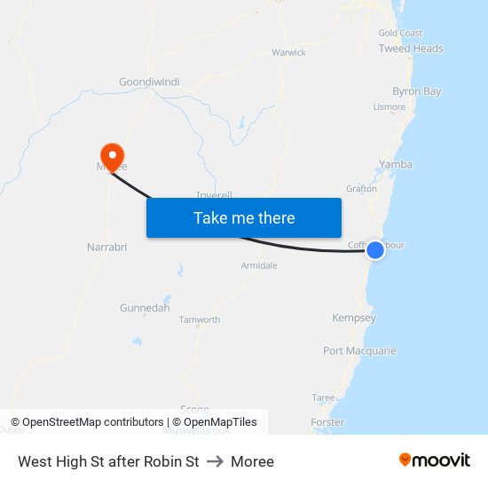 West High St after Robin St to Moree map