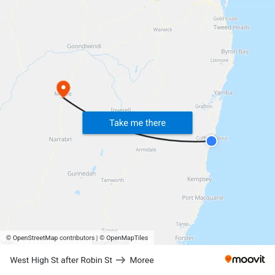 West High St after Robin St to Moree map