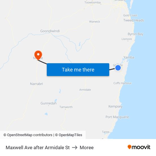 Maxwell Ave after Armidale St to Moree map