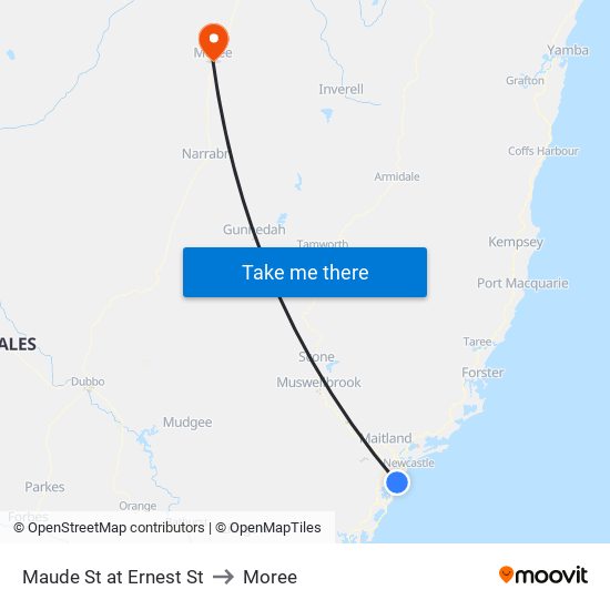 Maude St at Ernest St to Moree map
