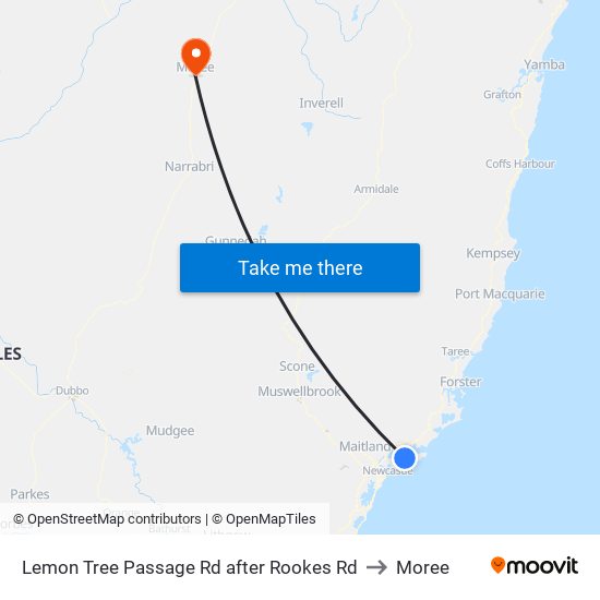 Lemon Tree Passage Rd after Rookes Rd to Moree map