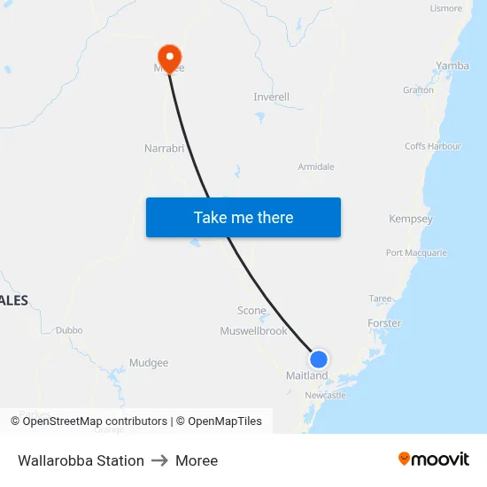Wallarobba Station to Moree map