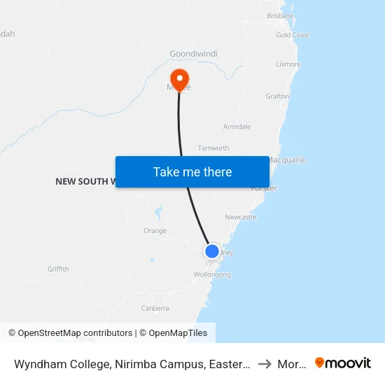 Wyndham College, Nirimba Campus, Eastern Rd to Moree map