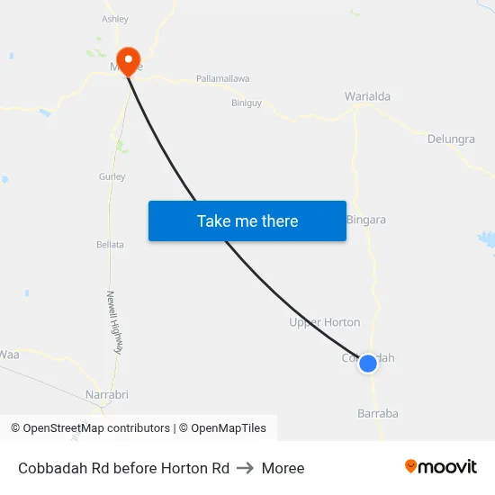 Cobbadah Rd before Horton Rd to Moree map