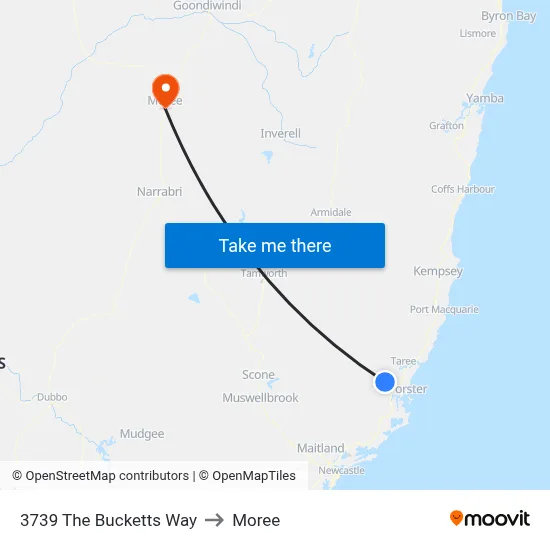 3739 The Bucketts Way to Moree map
