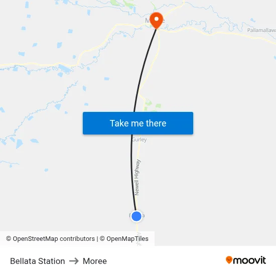 Bellata Station to Moree map