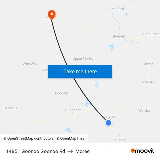 14851 Goonoo Goonoo Rd to Moree map