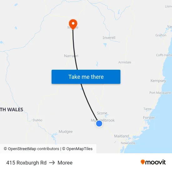 415 Roxburgh Rd to Moree map