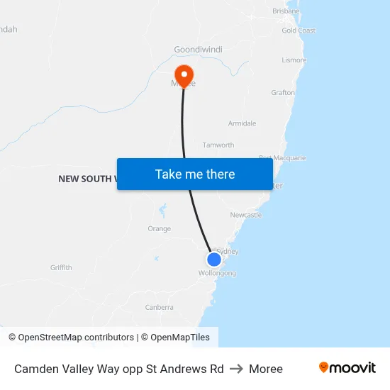 Camden Valley Way opp St Andrews Rd to Moree map