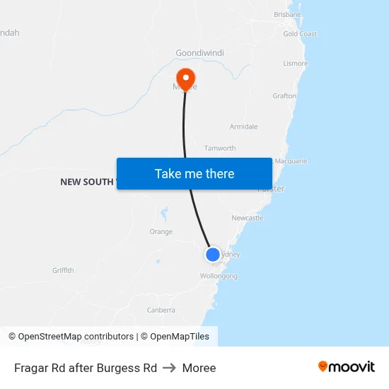Fragar Rd after Burgess Rd to Moree map