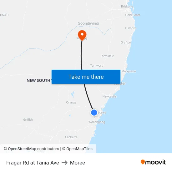 Fragar Rd at Tania Ave to Moree map