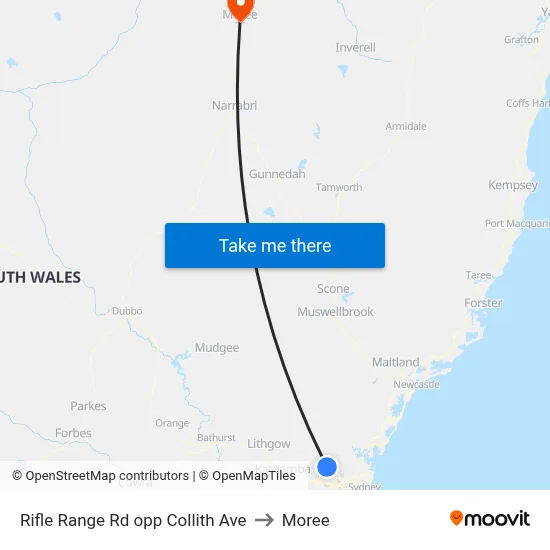 Rifle Range Rd opp Collith Ave to Moree map