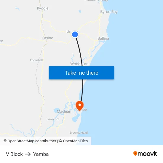 V Block to Yamba map
