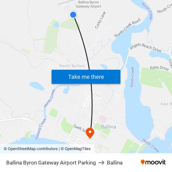 Ballina Byron Gateway Airport Parking to Ballina map