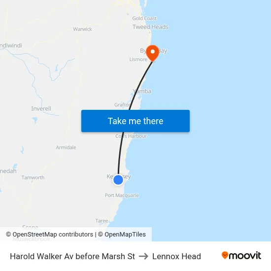 Harold Walker Av before Marsh St to Lennox Head map