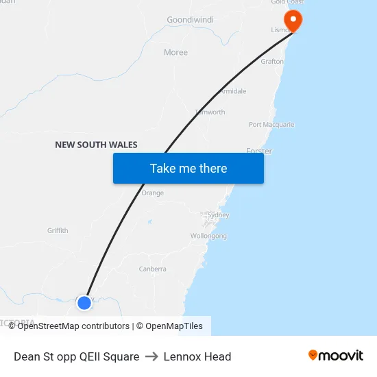 Dean St opp QEII Square to Lennox Head map
